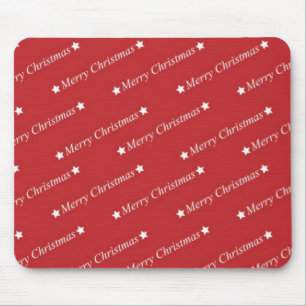 Weiße frohe Weihnachten auf rotem Hintergrund Mousepad