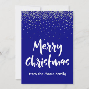Weiße frohe Weihnachten mit Navy & Silver Confetti