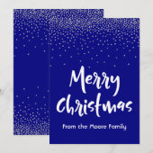 Weiße frohe Weihnachten mit Navy & Silver Confetti (Vorne/Hinten)