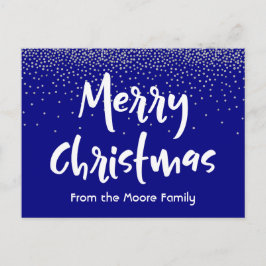 Weiße frohe Weihnachten über Navy & Silver Confett