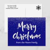 Weiße frohe Weihnachten über Navy & Silver Confett (Vorne/Hinten)