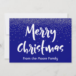 Weiße frohe Weihnachten über Navy & Silver Confett