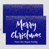 Weiße frohe Weihnachten über Navy & Silver Confett (Vorne/Hinten)