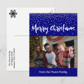Weiße frohe Weihnachten über Navy & Silver Confett (Vorne/Hinten)