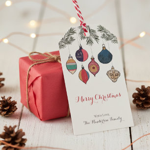 Weiße Frohe Weihnachten Vintage Xmas Ornamente Geschenkanhänger