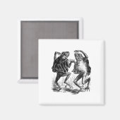 Weiße Frösche tanzen - Vintage Frösche Magnet (Vorderseite/Rückseite)