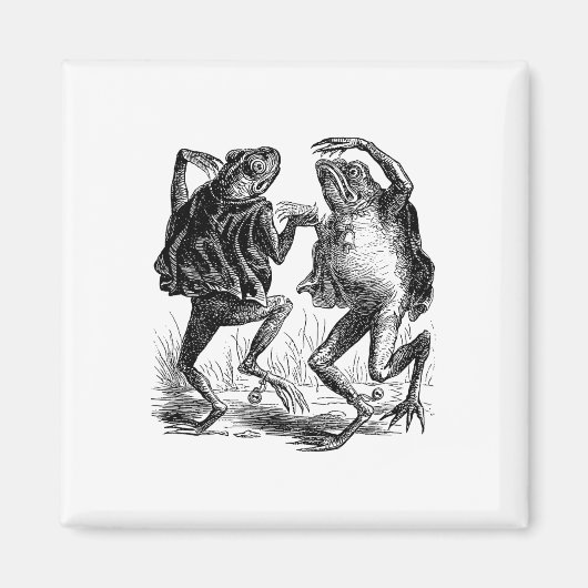 Weiße Frösche tanzen - Vintage Frösche Magnet (Vorne)
