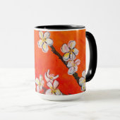 Weiße Fruchtblüten Orangefarbener Duft des Frühlin Tasse (VorderseiteRechts)
