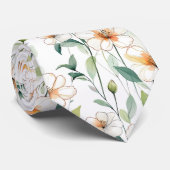 Weiße Frühlingsblumen Blumenmuster Krawatte (Gerollt)