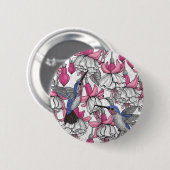Weiße Fuchsie und Kolibris Button (Vorne & Hinten)