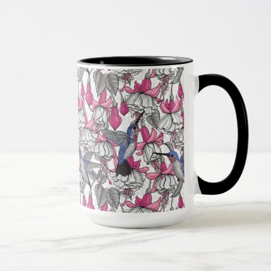 Weiße Fuchsie und Kolibris Tasse (Rechts)