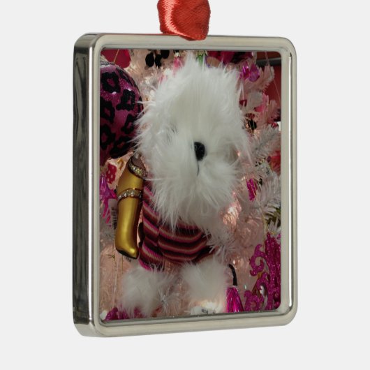 WEISSE FUFFY PUPPY CHRISTMAS ORNANAS ORNAMENT AUS METALL (Rechts)