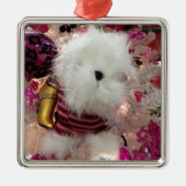 WEISSE FUFFY PUPPY CHRISTMAS ORNANAS ORNAMENT AUS METALL (Vorne)