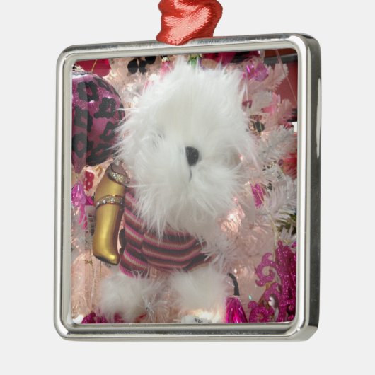 WEISSE FUFFY PUPPY CHRISTMAS ORNANAS ORNAMENT AUS METALL (Links)