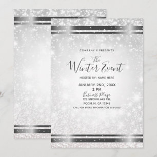 Weiße Funkel Elegantes Winterwunderland-Event Einladung