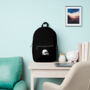 Weiße Fußballhelm-Silhouette Sporttasche Bedruckter Rucksack