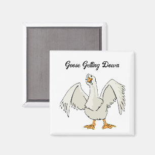 Weiße Gans beim lustigen Tanzen Cartoon Magnet