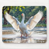 Weiße Gans in einem Spritzbereich Mousepad (Vorne)