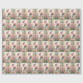 Weiße Gans mit rosa Tulpen Geschenkpapier (Flach)