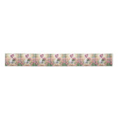 Weiße Gans mit rosa Tulpen Satinband (Vorderseite)