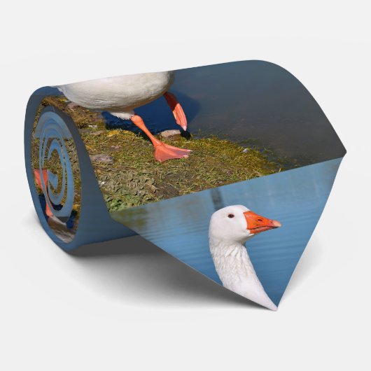 Weiße Gänse auf Grashalsband Krawatte (Gerollt)