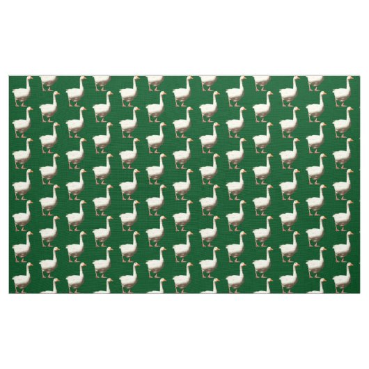 Weiße Gänse - grün Stoff (Yard (91,4 cm))