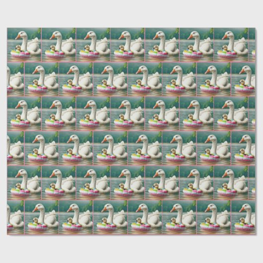 Weiße Gänse mit Gänseleber in einem aufblasbaren R Geschenkpapier (Flach)