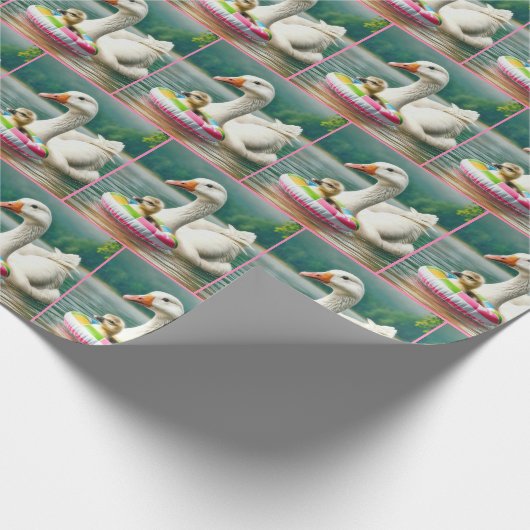 Weiße Gänse mit Gänseleber in einem aufblasbaren R Geschenkpapier (Ecke)