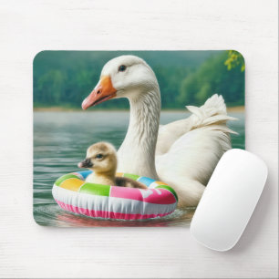 Weiße Gänse mit Gänseleber in einem aufblasbaren R Mousepad