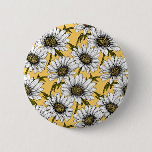 Weiße Gänse, wilde Blume auf Gelb Button