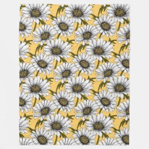 Weiße Gänse, wilde Blume auf Gelb Fleecedecke