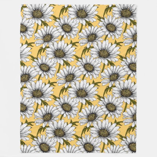 Weiße Gänse, wilde Blume auf Gelb Fleecedecke (Vorderseite)