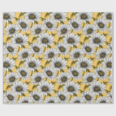 Weiße Gänse, wilde Blume auf Gelb Geschenkpapier (Flach)