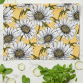 Weiße Gänse, wilde Blume auf Gelb Geschirrtuch (Gefaltet)