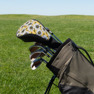 Weiße Gänse, wilde Blume auf Gelb Golf Headcover