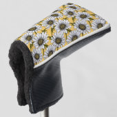 Weiße Gänse, wilde Blume auf Gelb Golf Headcover (3/4 Vorderseite)