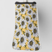 Weiße Gänse, wilde Blume auf Gelb Golf Headcover (Rotieren 90)