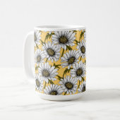 Weiße Gänse, wilde Blume auf Gelb Kaffeetasse (Vorderseite Links)