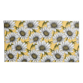 Weiße Gänse, wilde Blume auf Gelb Kissenbezug (Rückseite-Rechts)