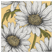 Weiße Gänse, wilde Blume auf Gelb Stoff (Nahaufnahme)