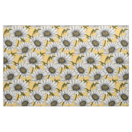 Weiße Gänse, wilde Blume auf Gelb Stoff