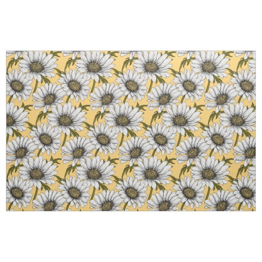 Weiße Gänse, wilde Blume auf Gelb Stoff (Fat Quarter (45,7 x 55,9 cm))