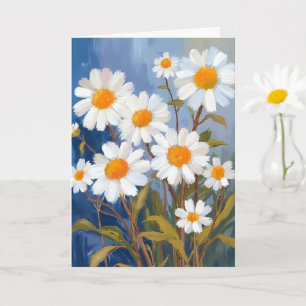 Weiße Gänseblümchen Aquarell Blumen Gemalt Karte