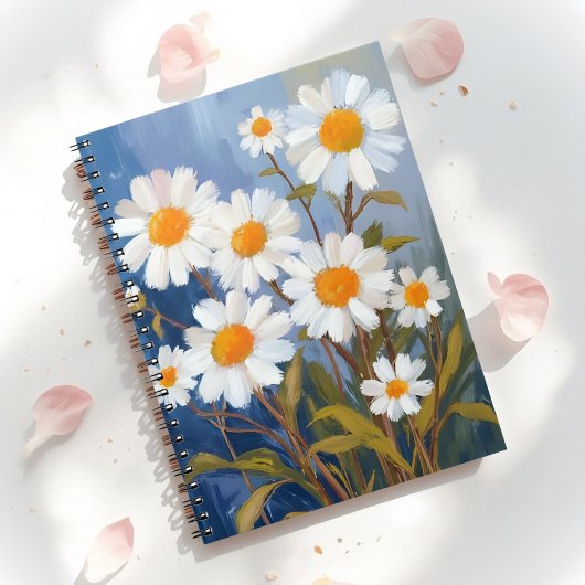 Weiße Gänseblümchen Aquarell Blumen Gemalt Notizblock