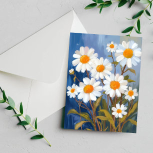 Weiße Gänseblümchen Aquarell Blumen Gemalte Karte