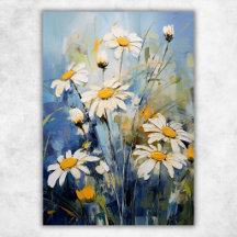 Weiße Gänseblümchen auf Blau | Botanisch Floral