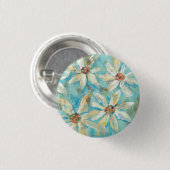 Weiße Gänseblümchen auf Blau Button (Vorne & Hinten)