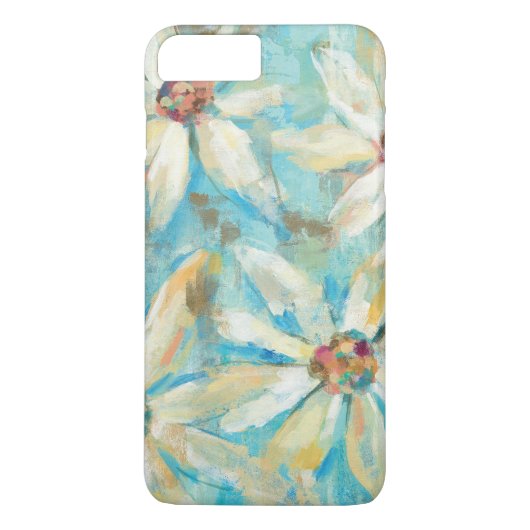 Weiße Gänseblümchen auf Blau Case-Mate iPhone Hülle (Rückseite)
