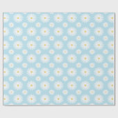 Weiße Gänseblümchen auf Blau Geschenkpapier (Flach)