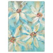 Weiße Gänseblümchen auf Blau Klemmbrett (Rückseite)